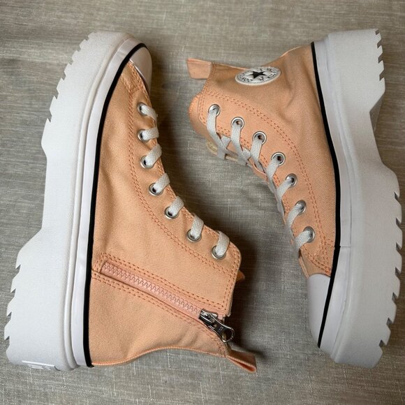 Converse Chuck Taylor All Star Lift Hi Platform Sneakers Peach Canvas Women’s 7 - Picture 5 of 8
